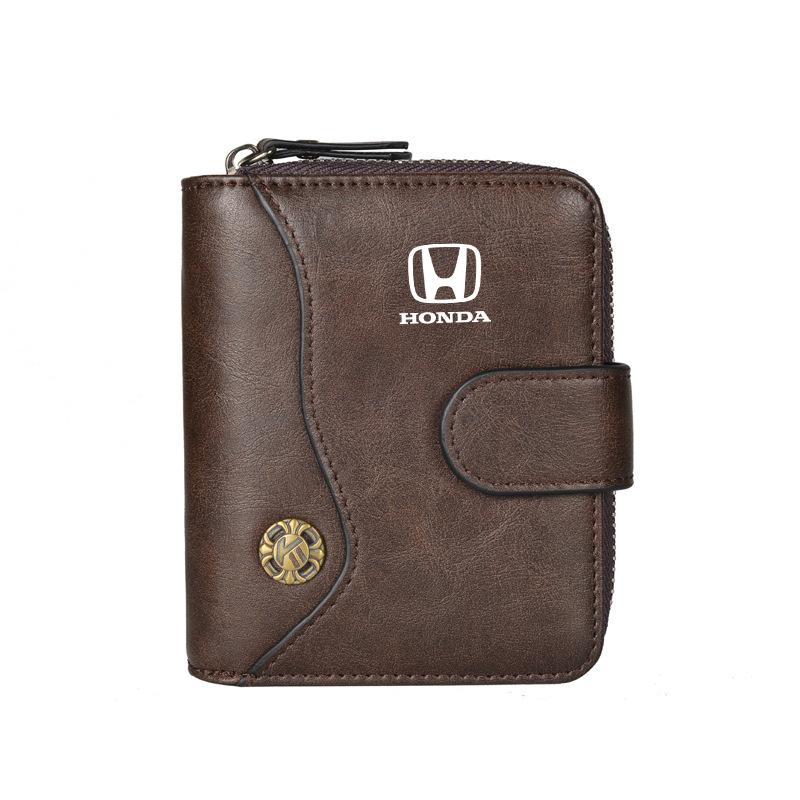 Car Vintage Tower Buckle Wallet Fashion Wallet Bank Card Coin Purse Accessories For Honda Mugen Power Civic Accord CRV Jazz VTEC XK6
