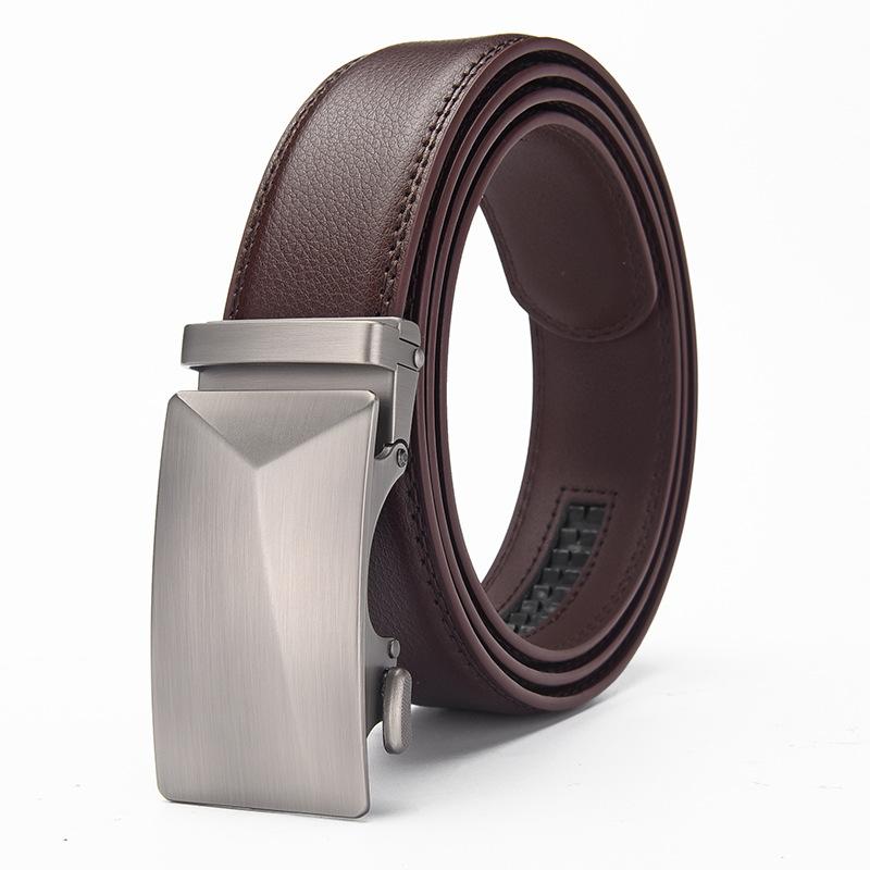 

Мужской ремень с автоматической пряжкой, модный ремень из сплава, кожаный ремень из коровьей кожи, роскошные ремни для мужчин, деловая роскошная дизайнерская одежда 110cm коричневый