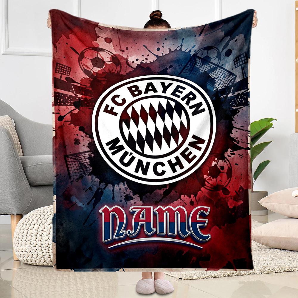 Bayern Munich Poster Personalized Name Blanket Throw Personalized Blanket Soft & Cozy Throw For Livingroom Sofa Bed Seaside All-Season Use