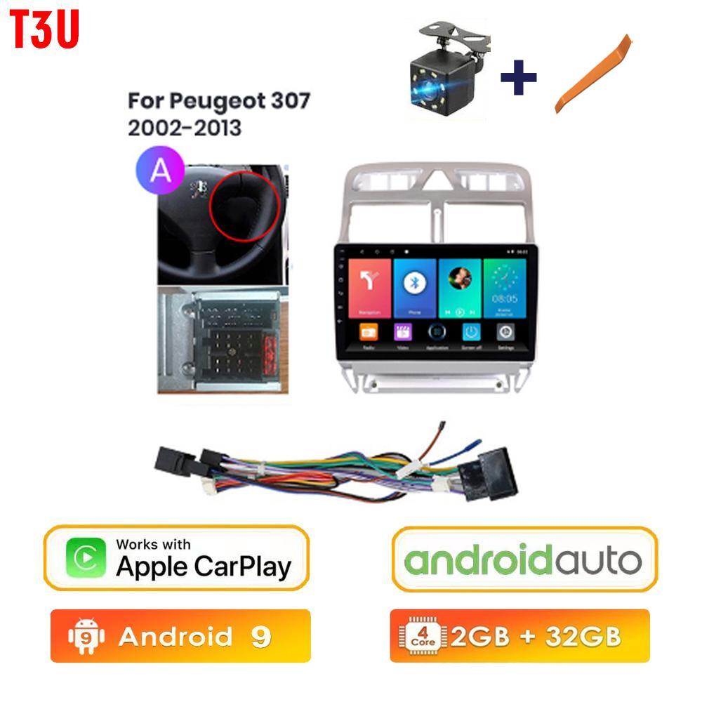 icreative Bilradio Android GPS-navigasjonsspiller for Peugeot 307 307CC 307SW 2002-2013 Multimedia Stereo WiFi Video 2din 2 DIN Autoradio