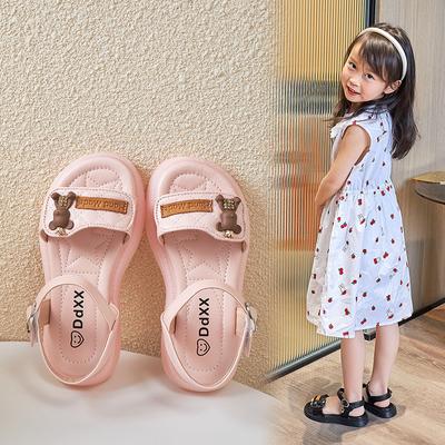 Kindermode Niedlicher dreidimensionaler Bär eingelegt Zehenfrei 2024 Sommer Neu Vielseitig Lässige Sportsandalen Kinder Flache Schuhe