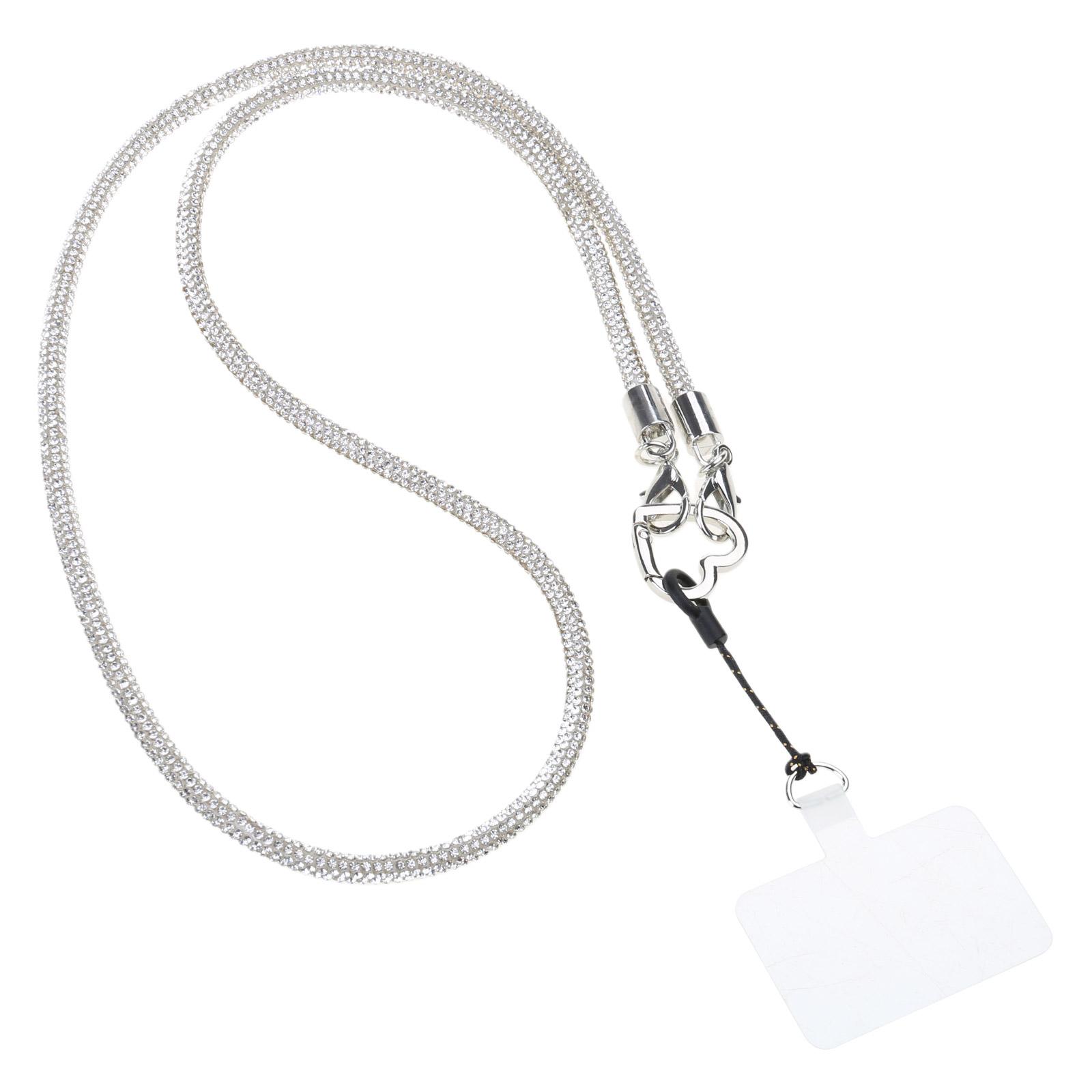 

Стразы Кроссбоди Шнурок для телефона Регулируемая длина Цепочка для мобильного телефона Красочный Кристалл Брелок Аксессуар для повседневного использования серебряный