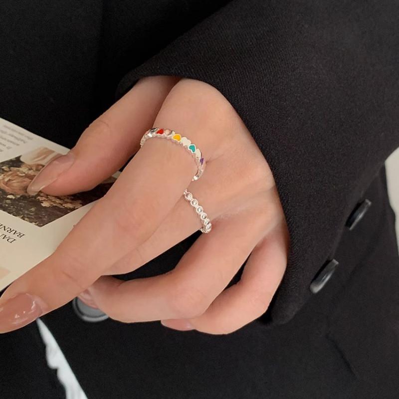 Exquisite Heart Ring For Women Adjustable Open Design Trendy Korean Style Fashion Jewelry