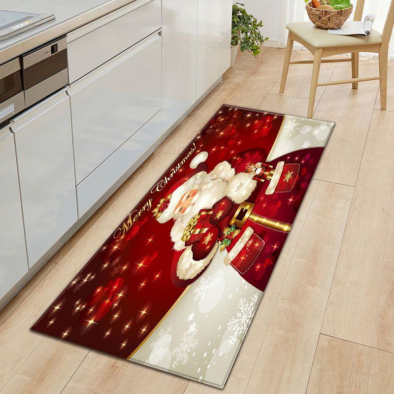 Door Floor Santa Mat Christmas Area Rug Holiday Kitchen Bedroom Mat Carpet Decor