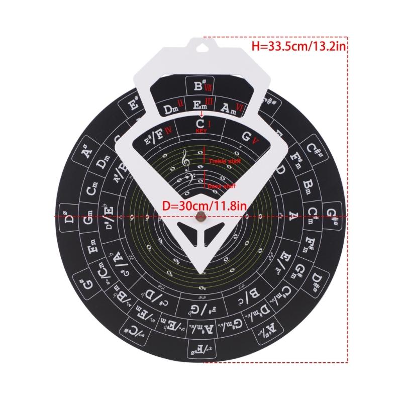 30cm Anti Reflection Guitar Chord Wheel for Beginners Featuring Scale Relationships and Staff Position PC Texture