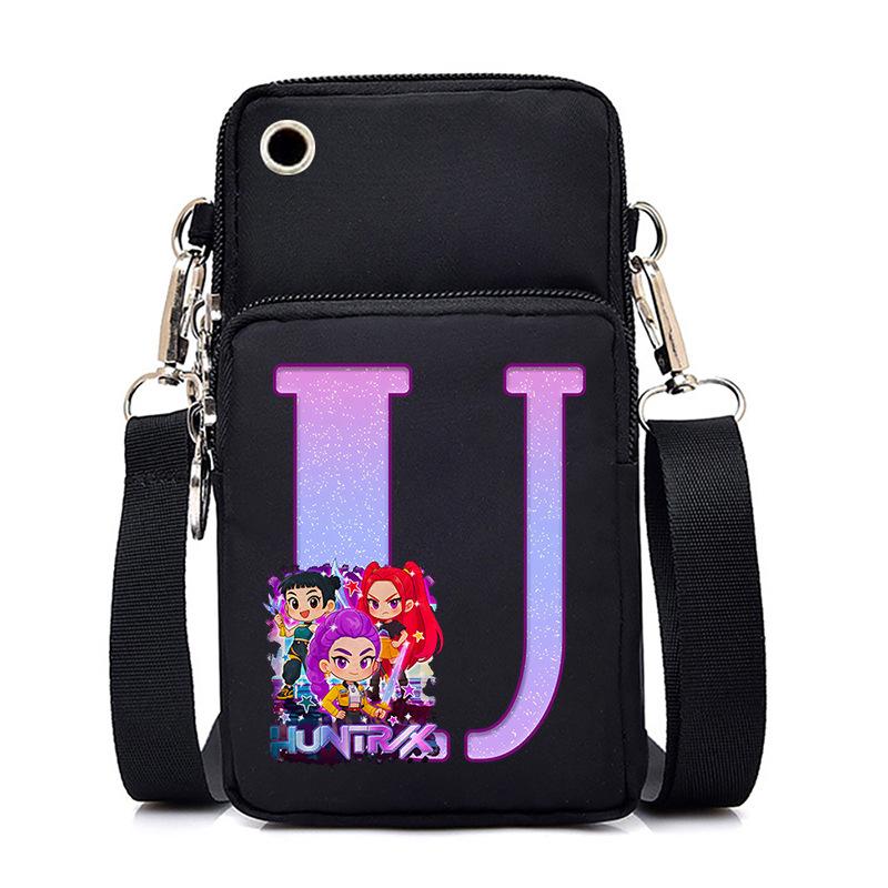 Anime Cartoon Peripheral 26 Letters Mobile Phone Bag Multi-Function Vertical Square Black Messenger Bag
