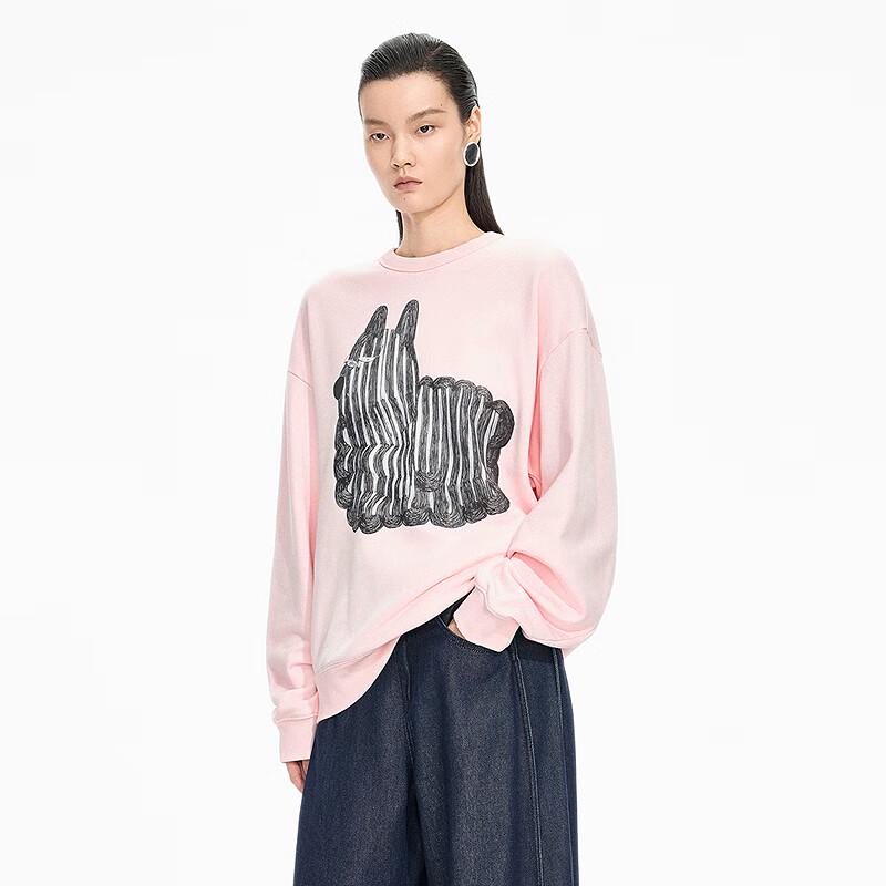 JNBY 2025 Autumn Animal Print Loose Round Neck Sweatshirt