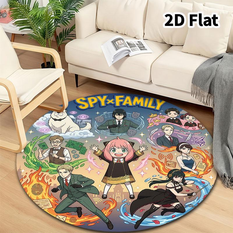 Spy Family Round Area Rug Carpet Rug For Living Room Bedroom Sofa Playroom Decor Nonslip Floor Mat