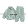 Korean Style Winter Fleece Set: High Neck Half-Zip Top & Joggers for Boys and Girls