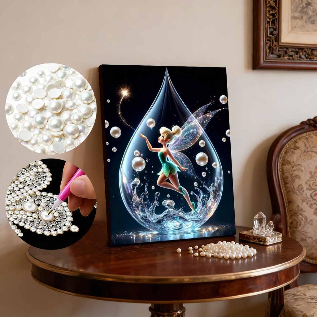 Disney Magical Fairy Pearl Collage Handmade Pearl Embroidery Artwork Romantic Gift for Couples Home Decoration Design
