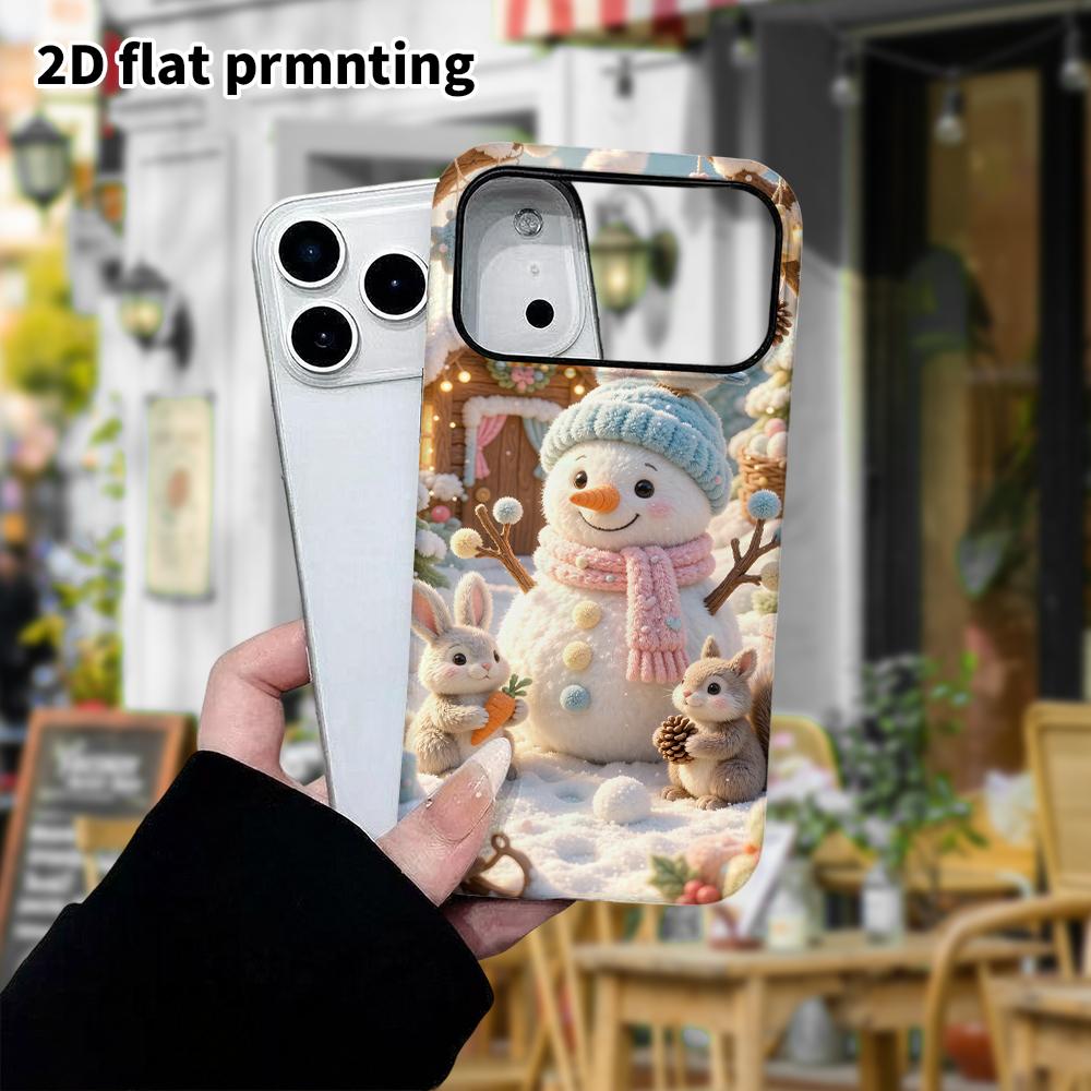 Phone case: 2D flat design suitable for iPhone 18 17 16 15 14 13 Pro protective case, snowman forest, perfect Christmas and Halloween holiday gift