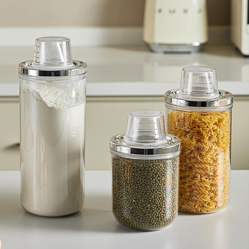 

Clear Organizer Box Airtight Sealed Cereal Dispenser Reusable Food Storage Containers Home Use 900ml