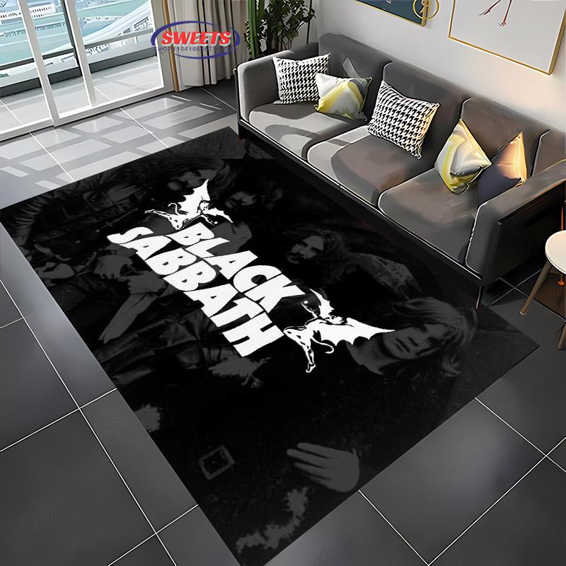 Classic Rock B-Black S-Sabbath Theme Carpet Living Room Bedroom Bedside Bathroom Floor Mat 15 Size Pattern Area Rug Home Decor