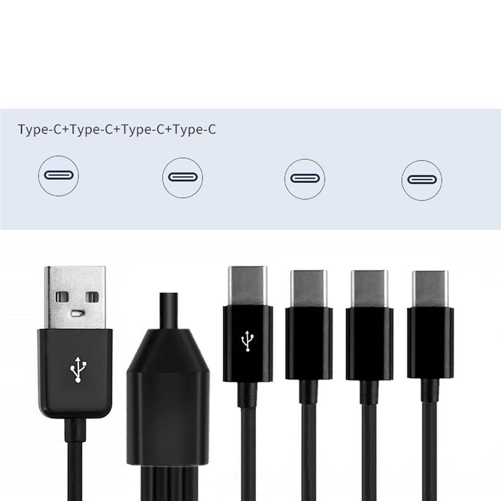 USB Type C Splitter Charging Cable 4 in 1 Multi Charging Cable USB to 4x Type C Splitter Data Sync Cord USB C Cable