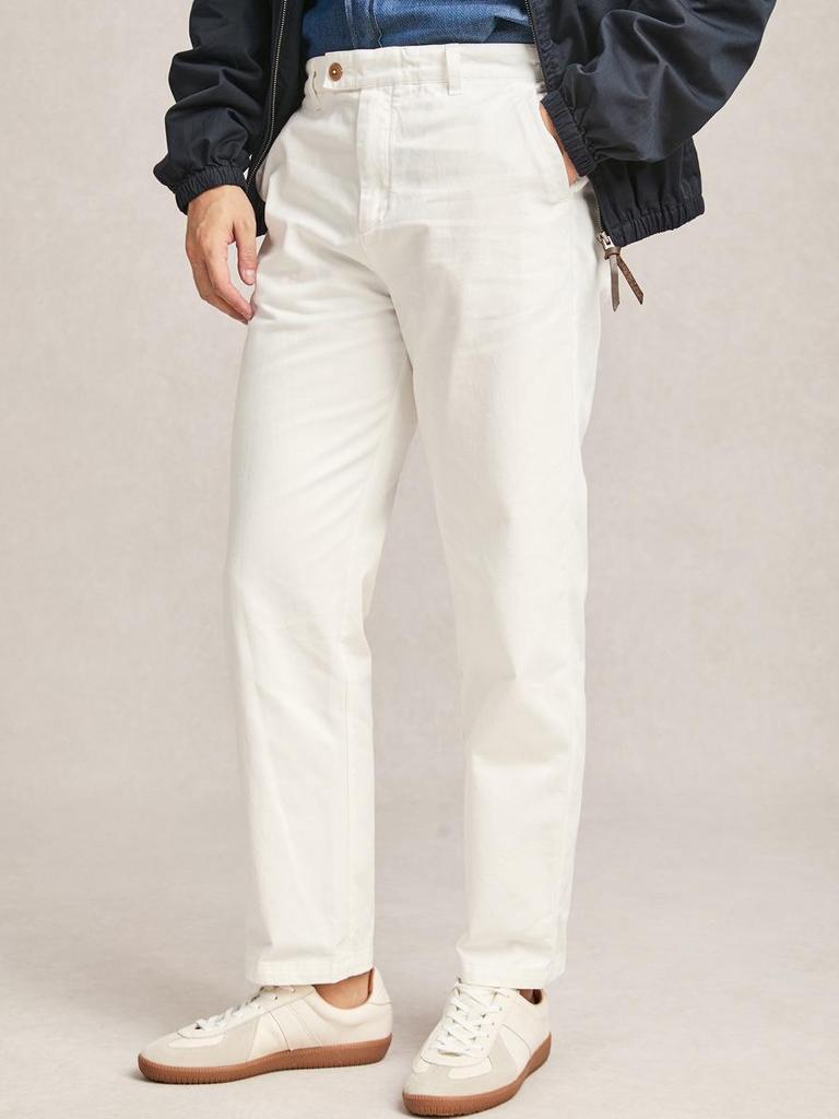 Męskie spodnie khaki w kolorze białym, bawełniane, w stylu 25 lat – uniwersalne, swobodne, proste nogawki, wiosna/jesień