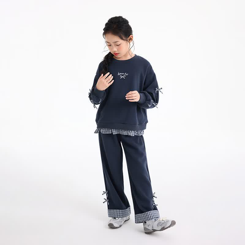 Little Yinman Girls' Plaid Patchwork Two-Piece Set