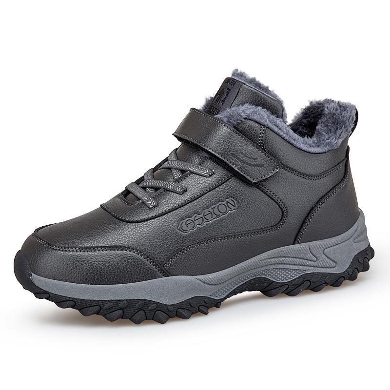 Lijian'an cotton shoes mother walking shoes high-top elderly shoes men and women middle-aged and elderly leather surface waterproof and non-slip snow