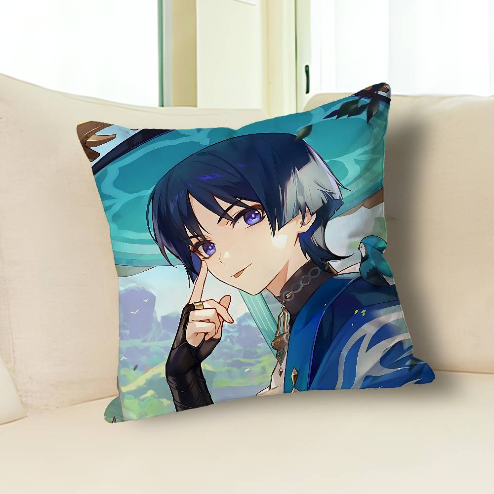 G-Genshin Impact Wanderer Anime Celebrity Merchandise All-Match Printed Pillow Case Sofa Car Office Room Decoration Protector
