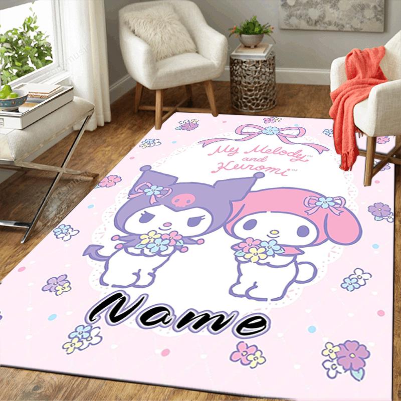 Custom 1Pc Melody Kuromi Flowers Rug Office Carpet Indoor Outdoor Entrance Doormat Nonslip Soft And Comfortable Living Room D2915287
