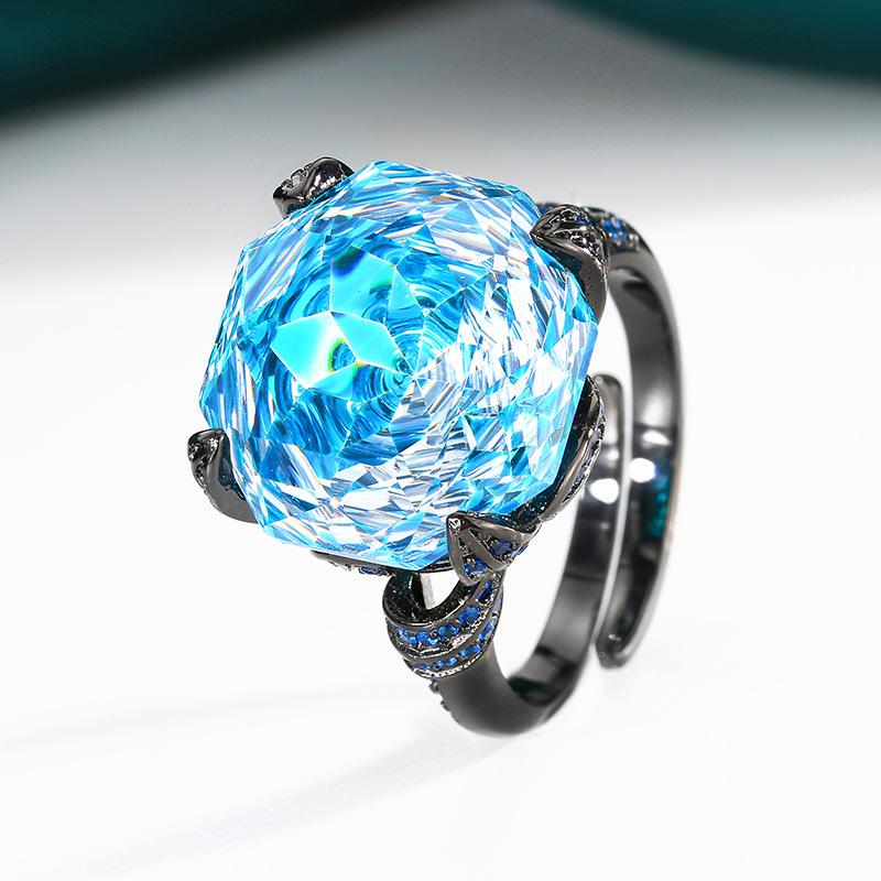 

Jewelry Copper Bottom Gold Plated Imitation Rose Cut Gradual Change Color Black Gold Retro Ring 16Mm