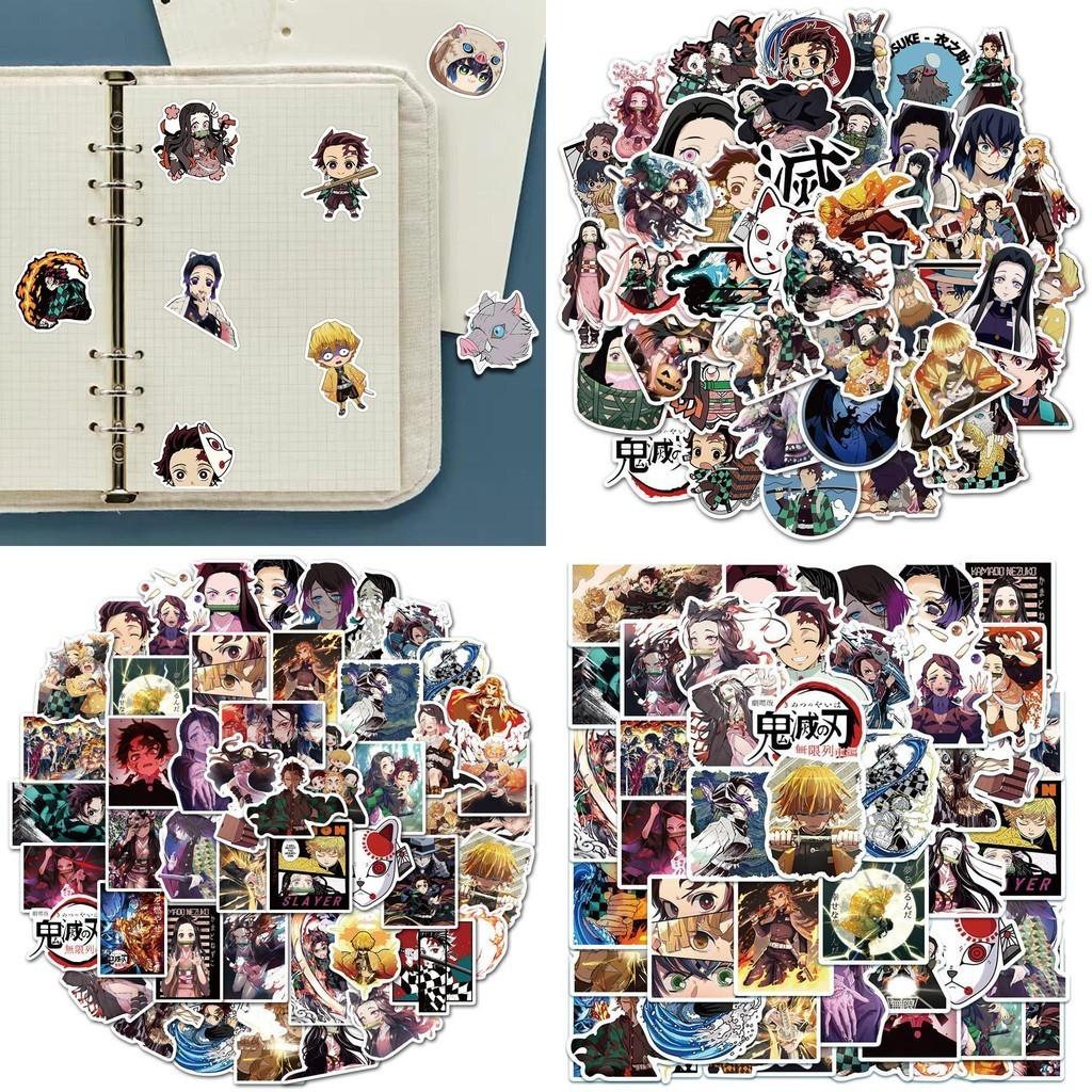 Colorful Anime Stickers Set 50pcs Ghost Blade Graffiti Decals For Luggage Skateboard Water Bottle