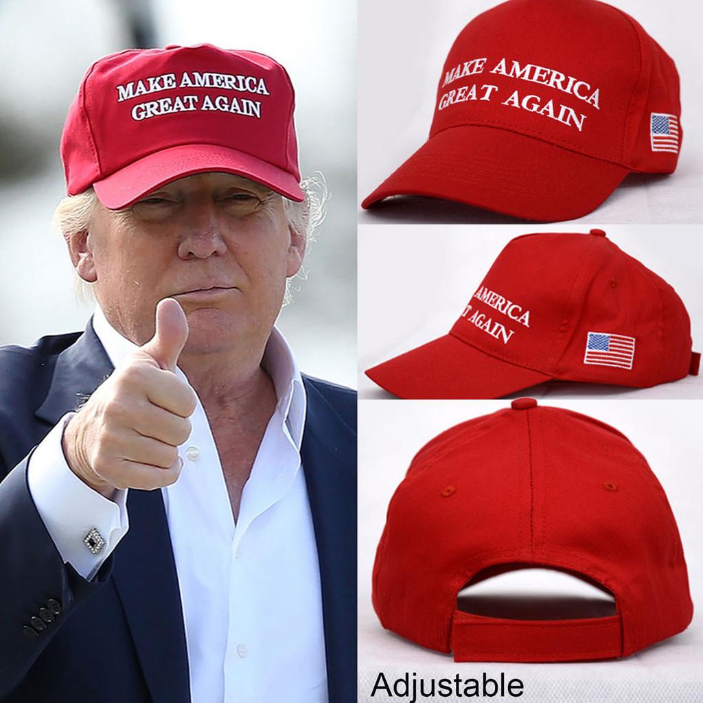 Donald Red Trump Cotton Baseball Cap With Embroidered Lettering Election Events
