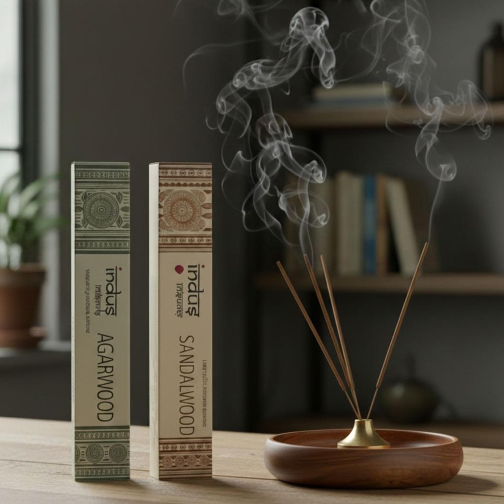 6x Indus Treasures Sandalwood Incense Sticks Hand-Rolled 15g