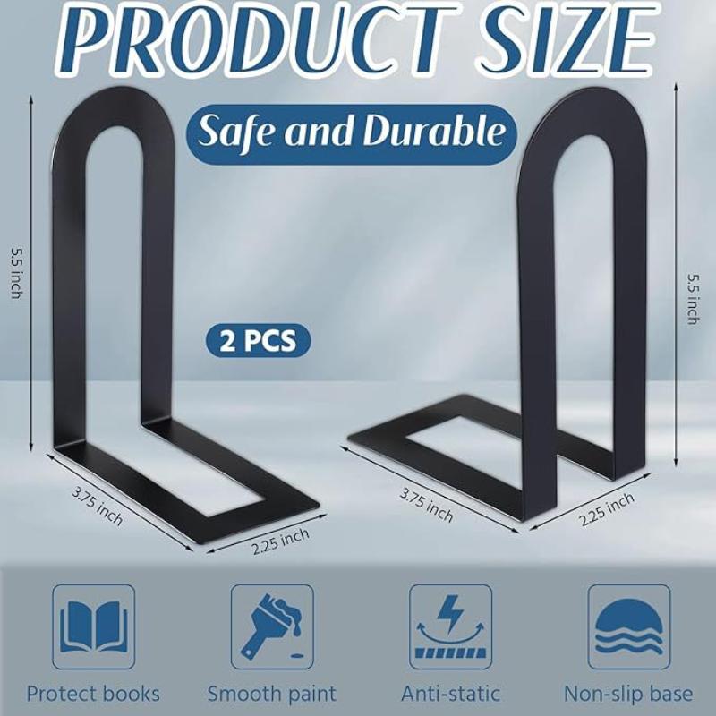 Elegant L-shaped Iron Bookends 1 Pair Rust-resistant for Long-lasting Use in Home Office