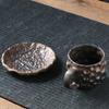 Vintage 270ML Keramik-Kaffeetasse mit Untertasse Hammerschlagmuster Steingut Espressotasse mit Henkel Japanischer Stil