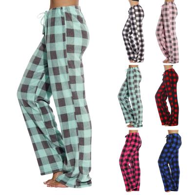 Women  Winter Plaid Pants Full Length Long Trousers Sports Pants