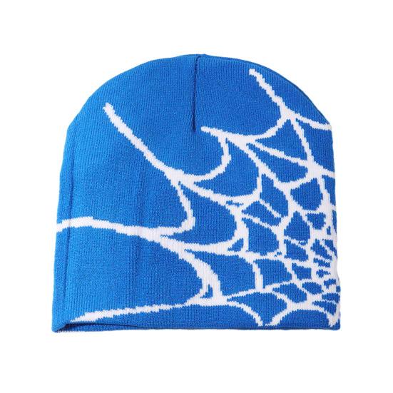 Unisex Knitting Hat Spider Web Pattern Jacquard Design Stretchy Fit Soft Hat Hiking Traveling Outdoors Warm Winter Hat