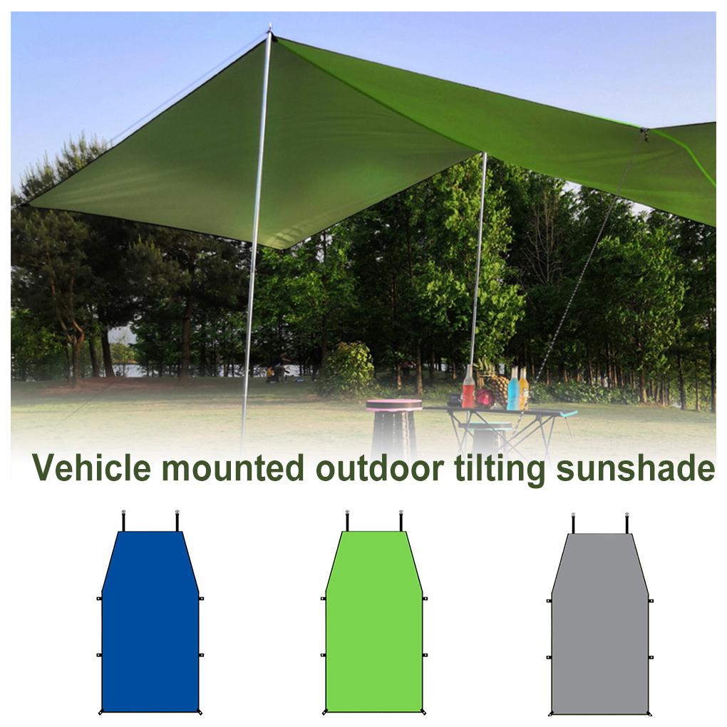 Car Side Awning Portable Foldable Height Adjustable Metal Rod Windproof Sunproof Automotive Tent Camping Sunshade Canopy