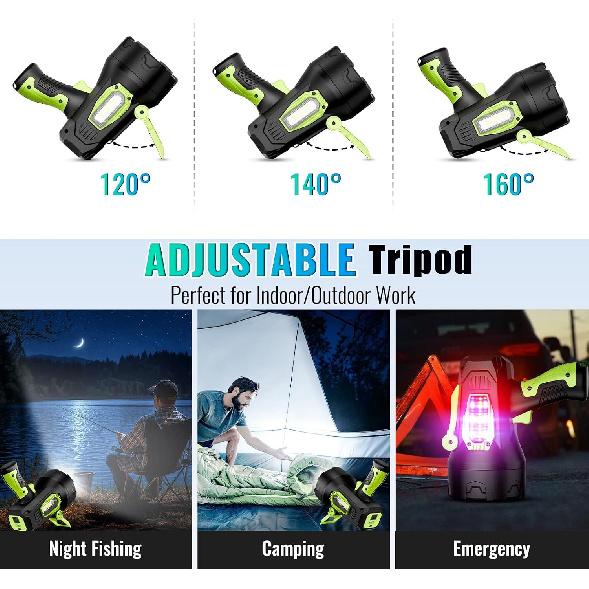 taoquwe Rechargeable Spotlight,2000000 LM Super Bright Handheld Spot Light LED Flashlight High Lumens,Powered Spotlight Large Searchlight Outdoor