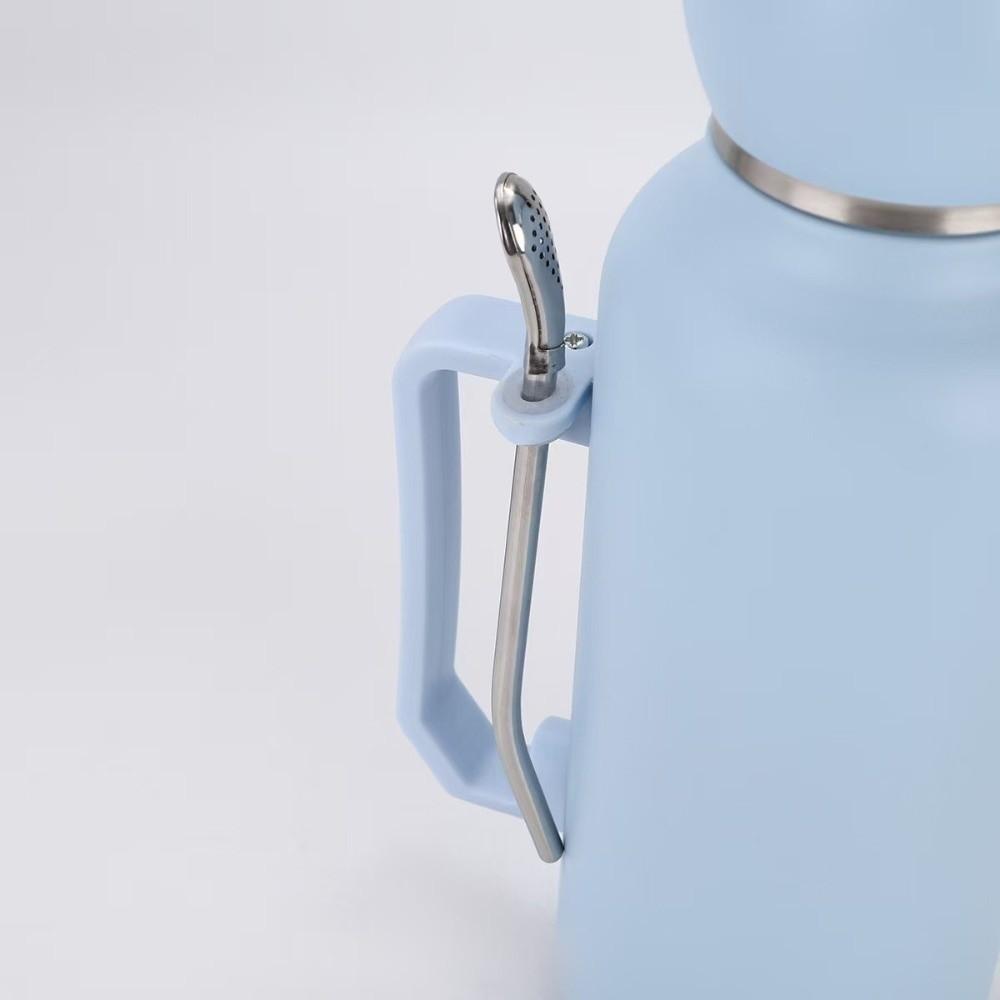 Portable Stainless Steel Insulated Bottle 1200ml Large Capacity Vacuum Flask with Straw Spoon Leak Proof Sports Water Bottle