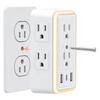 Multi Plug  Surge Protector, 6-Outlet Extender With 2 USB Charging Ports, USB-C And Night Light, 3-Sided Power Strip With Adapter Spaced Outlets