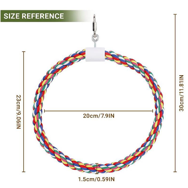 Cotton Rope Swing with Rotating and Climbing Circle for Birds