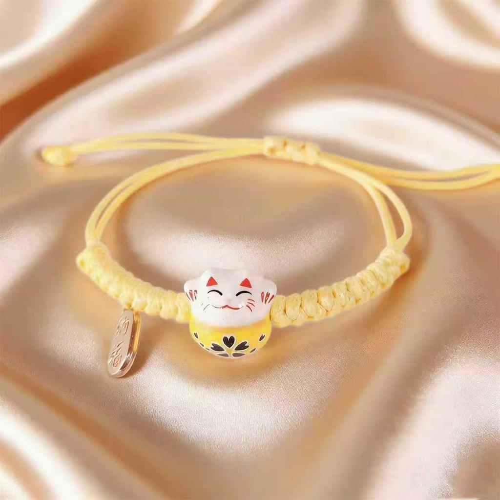 Simple Lucky Cat Knitted Bracelet Unisex Adjustable Cute Animal Woven Bracelet Harajuku Style Jewelry bracelets couple bracelet