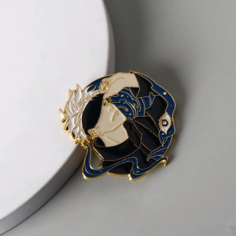 Anime Jujutsu Kaisen Brooch Keychain Cartoon Figure Gojo Satoru Enamel Lapel Pins Cute Cosplay Props Jewelry Gift For Friends