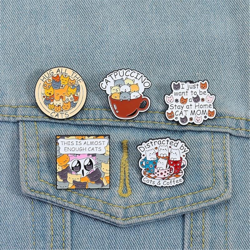 Quirky Letter Kitty Pins Colorfast Coating Lightweight Wear Resistant Badge Pin Jewelry For Casual Party Wear