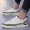 Men's Retro Fashion Cowhide Loafers - Large Size Casual White Sports Shoes for Spring