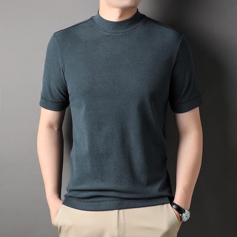 Pánská oboustranná sametová mikina s polovičním rukávem, polovičním rolákem, tričko s tříčtvrtečním rukávem, módní tenké termoprádlo