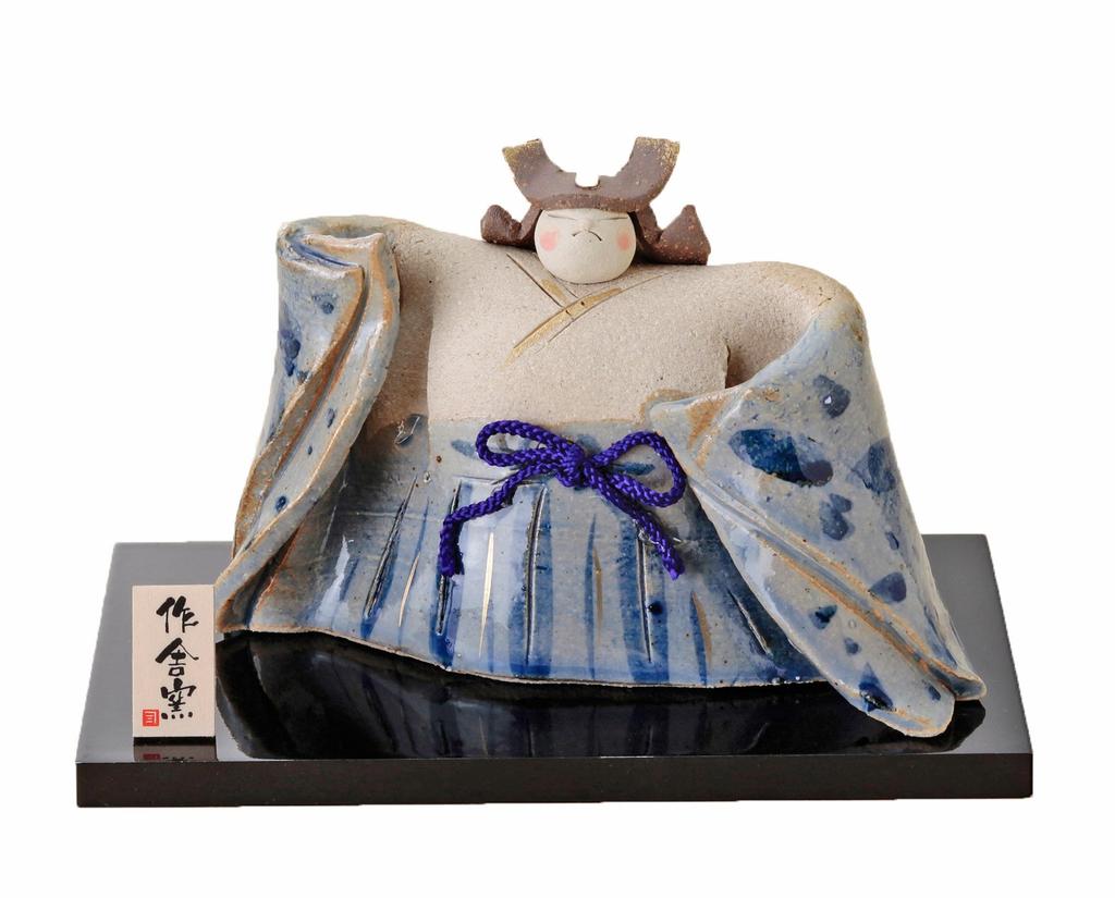 [Craftsman House] Japanese-made May Doll, Boys' Day, Compact Mini, Palm-sized, Blue and White Tatara Warrior