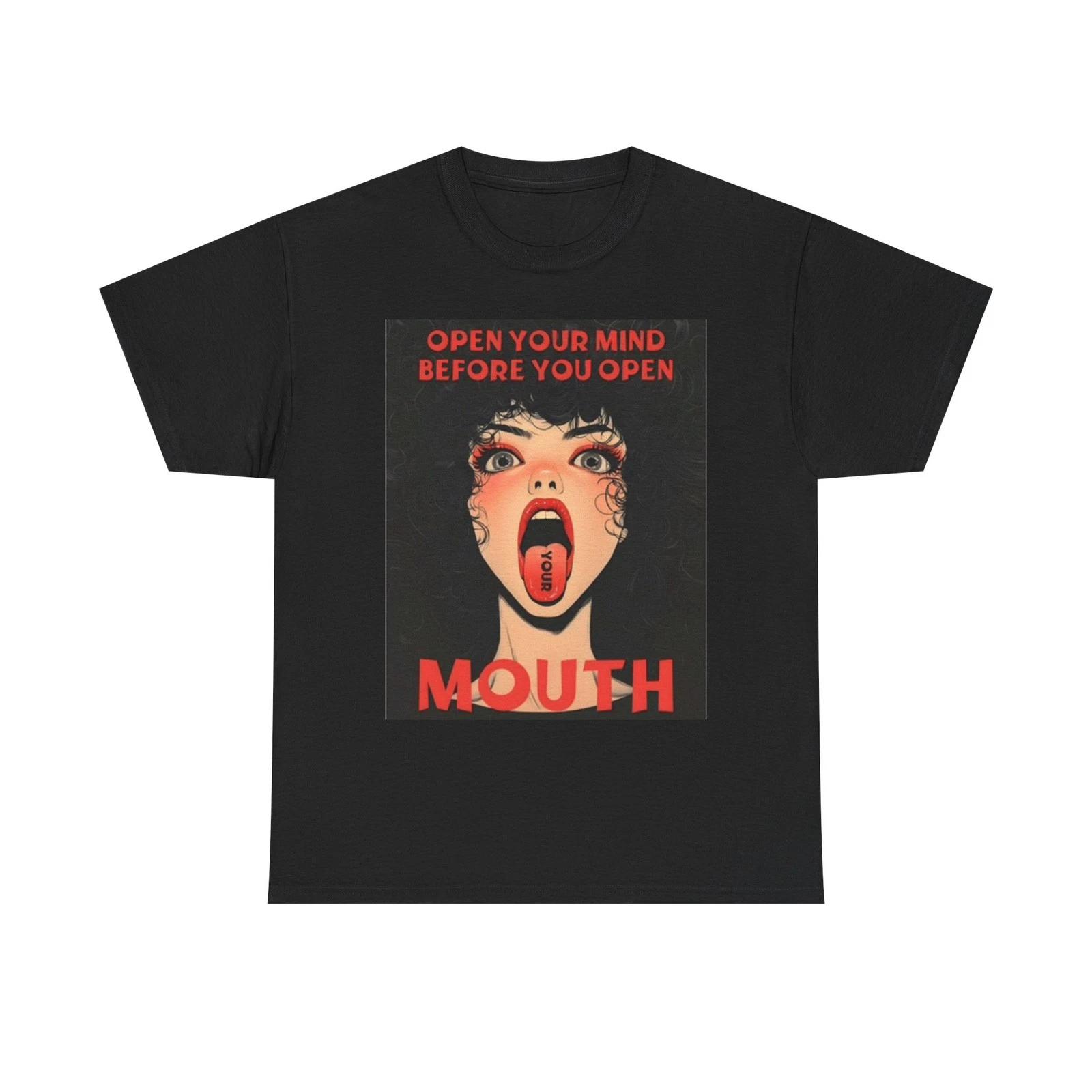 

Open Your Mind Graphic T Shirt Funny Unisex Heavy Cotton Tee M