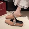 2025 New Half-tray Cool Slippers Bag Head French Silver Skirt Half-slippers Women's Summer Outer Wear Inner Height Increase Super Fire Match