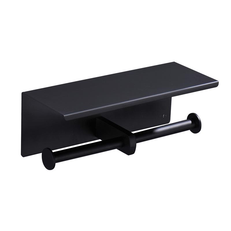 SUS304 Black Double Roll Wall-Mounted Paper & Phone Holder
