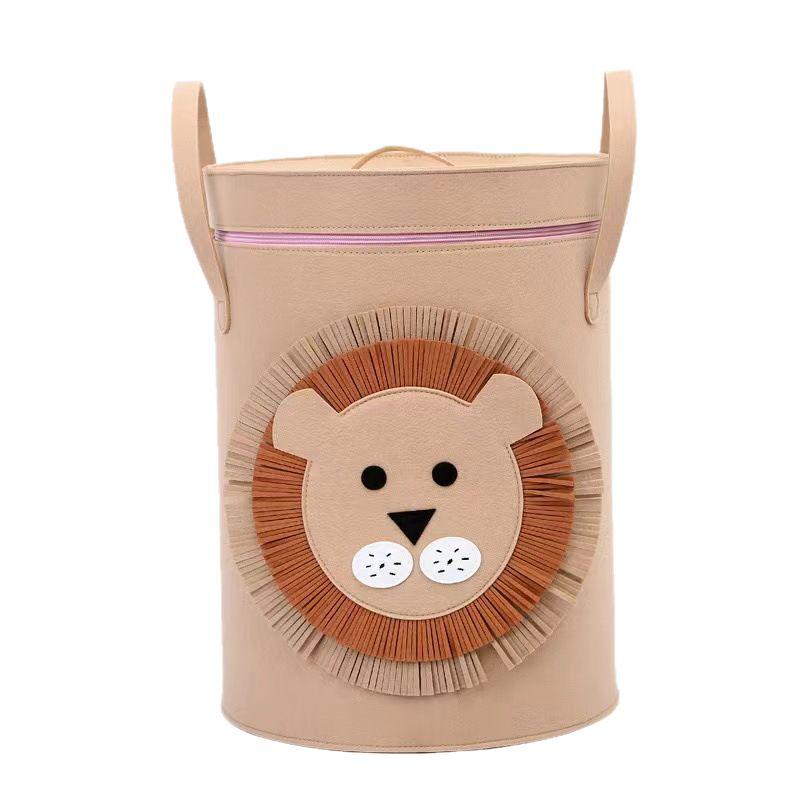 Felt Cartoon Round Storage Bin - Large Capacity Toy & Laundry Basket