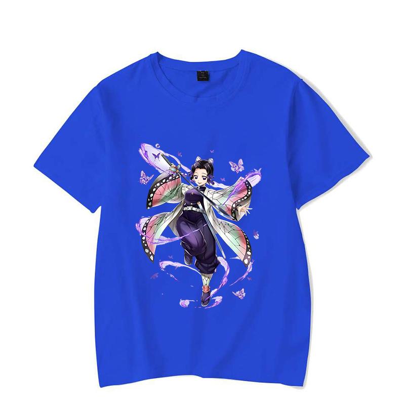 New Women's Fashion Funny Kochou Shinobu Print T Shirt Summer Unisex Loose Casual Plus Size Anime Graphic Tee Tops