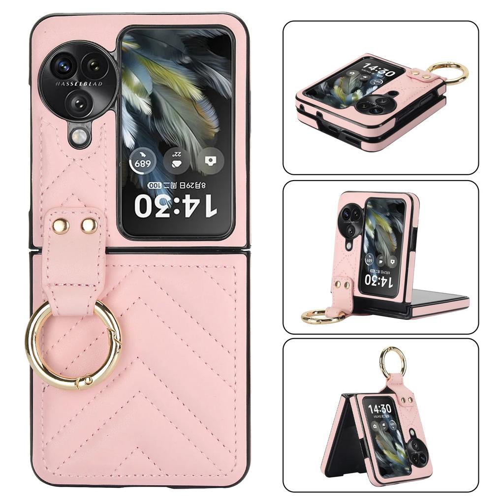 Leather Luxury Phone Case for OPPO Find N3 Find N2 N3flip Findn3flip N2flip Findn2flip Ring Hard Shell Fall Prevention Cover