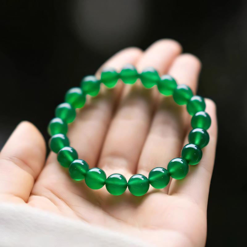 7A Qualität Naturgrüner Achat Ring Armband - Herren- und Damen Fünf Elemente Perlen Schmuck.