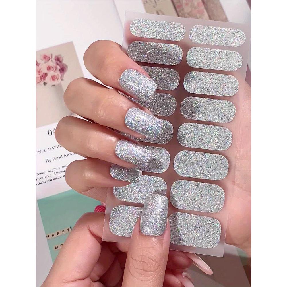 8 Nägel vollständig umwickelte Nagellackstreifen, rosa Nagelblitz selbstklebender Gel-Nagelsticker, geeignet für Damen Heim-DIY Selbstgebrauch Nagelprodukte Nagelset